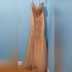 Terani Couture Strapless Beaded Nude Dress size 2
